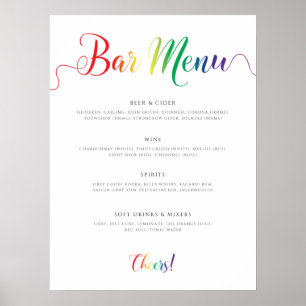 Poster Menu Bar Rainbow Wedding