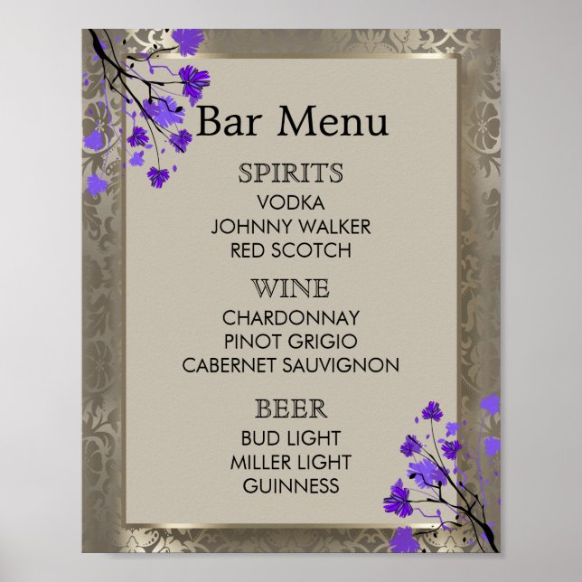 Poster Menu bar - Raio Floral Roxo e Anticorado do Prata (Frente)