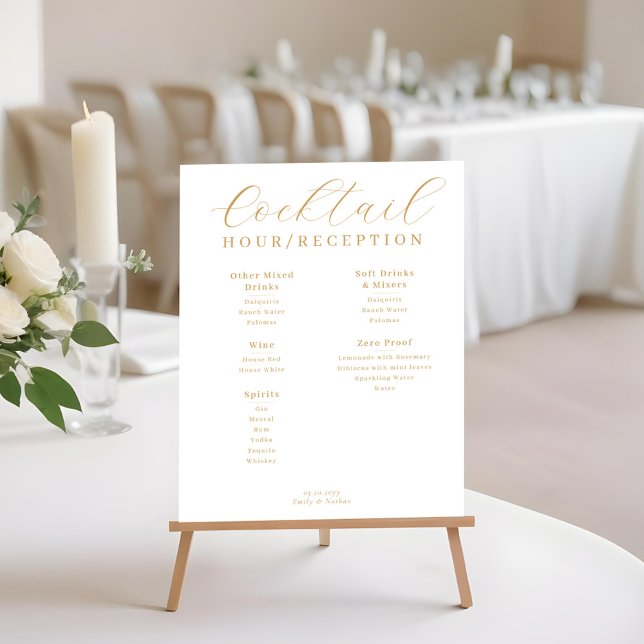 Poster Menu Bebida de Recepção da Hora do Cocktail (Cocktail Hour Reception Drink Menu Poster)