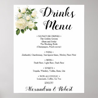 Poster Menu Bebidas | Sinal de casamento