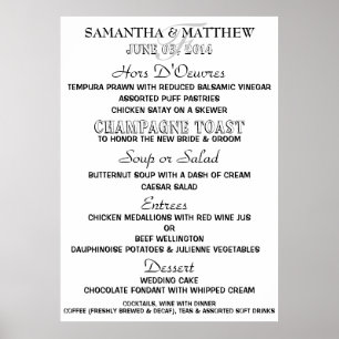 Póster Menu Black and white DIY party