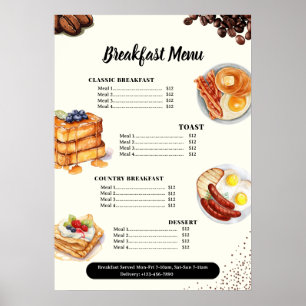 Poster Menu Breakfast, Menu Restaurant, Marketing Café