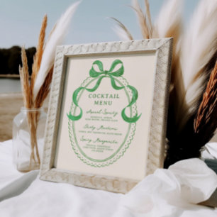 Poster Menu Cocktail de Quadro do Arco Desenho Verde