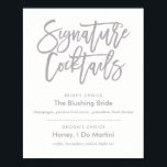 Poster Menu Cocktails de Assinatura com Letra Chic Mão<br><div class="desc">Menu de Coquetéis de Assinatura</div>