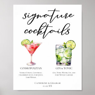 Poster Menu Cocktails de Assinatura Cosmopolita Gin & Ton