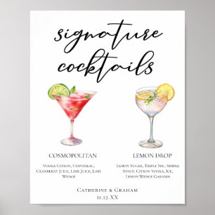 Poster Menu Cocktails de Assinatura Cosmopolitan Lemon Dr