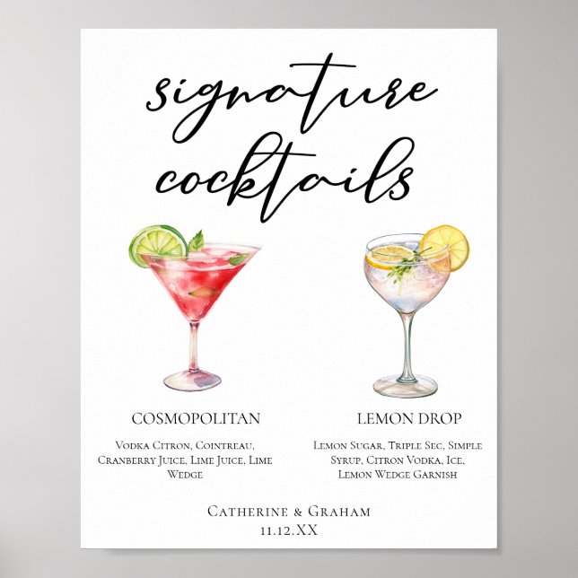 Poster Menu Cocktails de Assinatura Cosmopolitan Lemon Dr (Frente)
