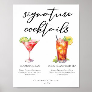 Poster Menu Cocktails de Assinatura Cosmopolitan Long Isl