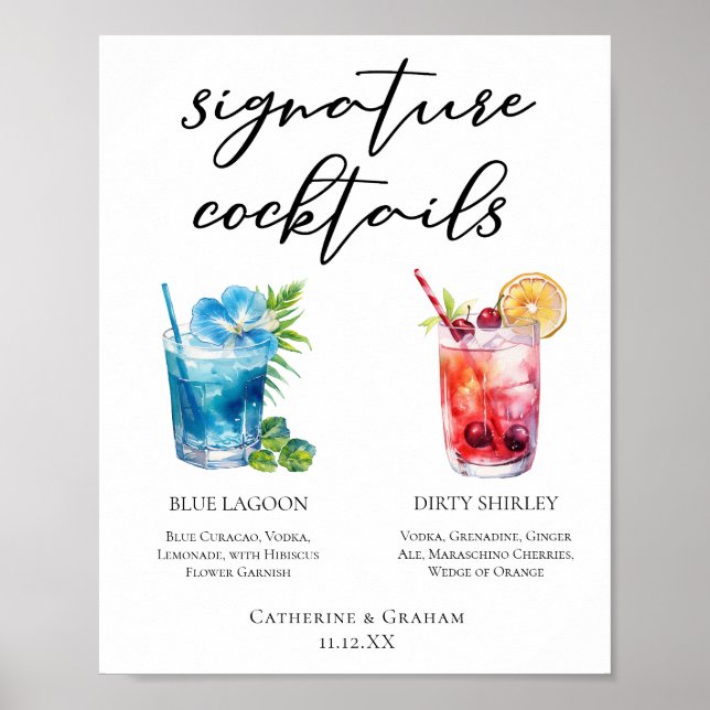 Poster Menu Cocktails de Assinatura da Lagoa Azul Suja de (Frente)