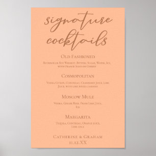Poster Menu Cocktails de Assinatura de Casamento de Pêsse
