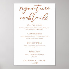 Poster Menu Cocktails de Assinatura de Casamento Sienna B