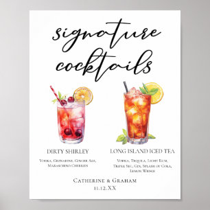 Poster Menu Cocktails de Assinatura de Ilha Longa de Shir