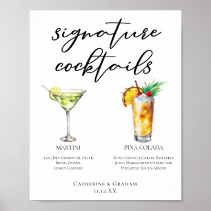Poster Menu Cocktails de Assinatura Martini Piña Colada