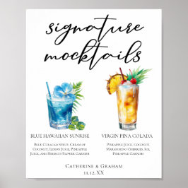 Poster Menu Colada de Piña Havaiana Azul