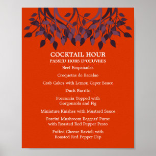 Poster menu da mesa de cocktail 8 x 10 para quadro