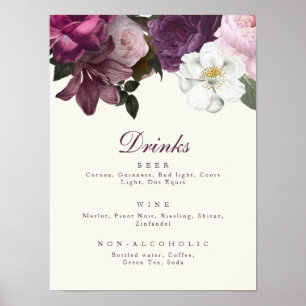 Poster Menu Dark Purple Floral Drink