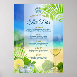 Poster Menu de Bar Aberto do Mojito Wine na praia