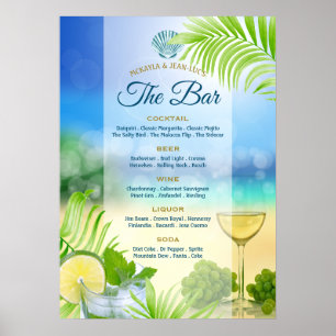 Poster Menu de Bar Aberto do Mojito Wine na praia