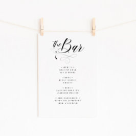 Poster Menu de Bar Clássico de Casamento de Caligrafia El