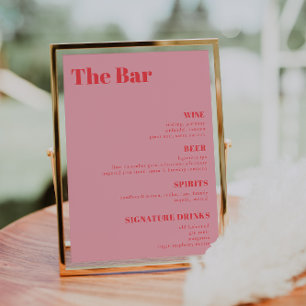 Poster Menu de Bar das Bebidas de Casamento com Trendênci