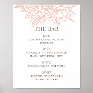 Poster Menu de bar de bebidas elegantes florais florais c