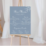 Poster Menu de Bar de Casamento Azul com Dusty Mínimo For<br><div class="desc">Este cardápio de bar azul empoeirado é perfeito para um casamento rústico. O design apresenta uma coloração aquosa de ervas selvagens em um fundo azul empoeirado.</div>