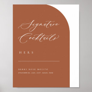 Poster Menu de Bar de Casamento de Assinatura Mínima de A