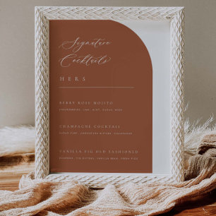 Poster Menu de Bar de Casamento de Assinatura Mínima de A