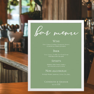 Poster Menu de Bar de Casamento Minimalista da Tipografia