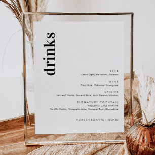 Poster Menu de Bar de Casamento Negrito Minimalista Men