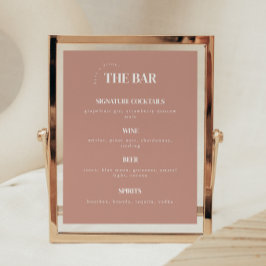 Poster Menu de Bar de Casamento Rosa Poeirento Simplista