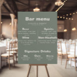 Poster Menu de Bar de Casamento Verde Formal Elegante Min<br><div class="desc">Este menu de bar de casamento verde elegante e minimalista é perfeito para um casamento rústico. O design apresenta uma bela fonte em um fundo verde para embelezar seu evento.</div>
