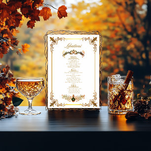 Póster Menu de Bar de outono do Colinas Druid Elegante