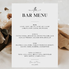 Poster Menu de Bar de Script Minimalista Anima Sinal de C