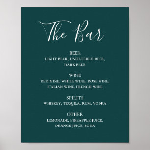 Poster Menu de bar do roteiro de caligrafia de chá bebida
