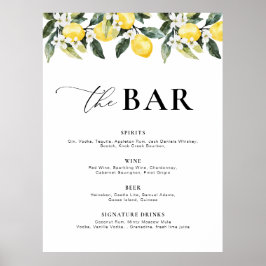 Poster Menu de Bar Floral de Limão Verde Moderno