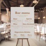 Poster Menu de Bar Formal Brown de Casamento Minimalista<br><div class="desc">Este menu de bar de casamento marrom minimalista é perfeito para um casamento rústico. O design apresenta uma bela fonte em um fundo marrom para embelezar seu evento.</div>