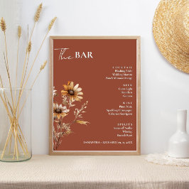 Poster Menu de Bar Minimalista das Bebidas de Casamento d