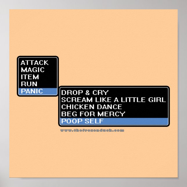 Póster Menu de Batalha RPG de 8 Bits (Frente)