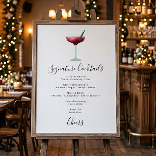 Poster Menu de Bebida de Natal Coquetel de Férias