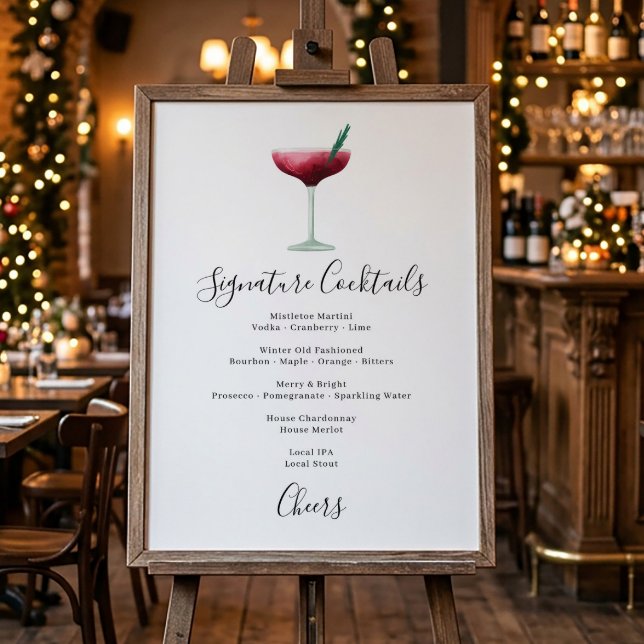 Poster Menu de Bebida de Natal Coquetel de Férias (Criador carregado)