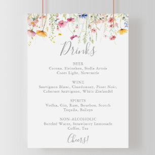 Poster Menu de Bebidas Casernas de Flores Selvagens Color