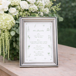 Poster Menu de Bebidas Desenhado à Mão com Barra Branca e