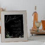 Poster Menu de Bebidas Douradas Negras de Casamentos Cinz<br><div class="desc">Entra num mundo de encantamento com o nosso poster de cardápio de ouro preto verde branco, perfeito para o teu casamento de primavera botânico. Adorado com eucalipto verde sábio e sotaques dourados, este poster de menu de bebidas exumenta elegância e capricho moderno. Imaginem passear por um jardim de verão mágico,...</div>