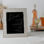 Poster Menu de Bebidas Negras com Script Mínimo Whimsical<br><div class="desc">Este mimado e mimado guião negras poster é perfeito para o seu clássico e simples casamento de mico preto e branco. A design apresenta uma caligrafia elegante, delicada e romântica escrita à mão com tipografia formal do chique. O olhar vai correr bem em qualquer época de casamento: primavera, verão, outono...</div>
