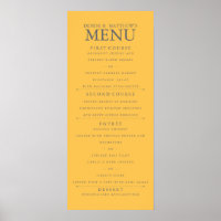 Menu de Casamento Amarelo Daffodil de 4" x 9"