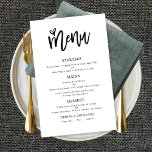 Poster Menu de Casamento Apenas do Texto do Script Trendy<br><div class="desc">Menu de Apenas Casamento do Texto do Script Trendy Artsy. Um conjunto informal de tipografia em preto e coração para o título principal Menu que complementa o resto do texto que você pode facilmente personalizar.</div>