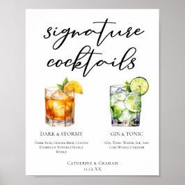 Poster Menu de Casamento da Assinatura Elegante da Noite