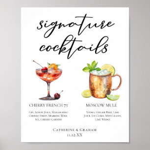 Poster Menu de Casamento de Assinatura do Chic Bride Groo