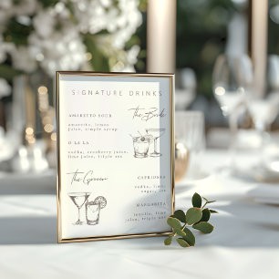 Poster Menu de Casamento de Bebidas por Assinatura Minima